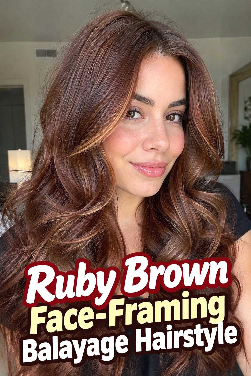 4. Ruby Brown Face Framing Balayage Hairstyle