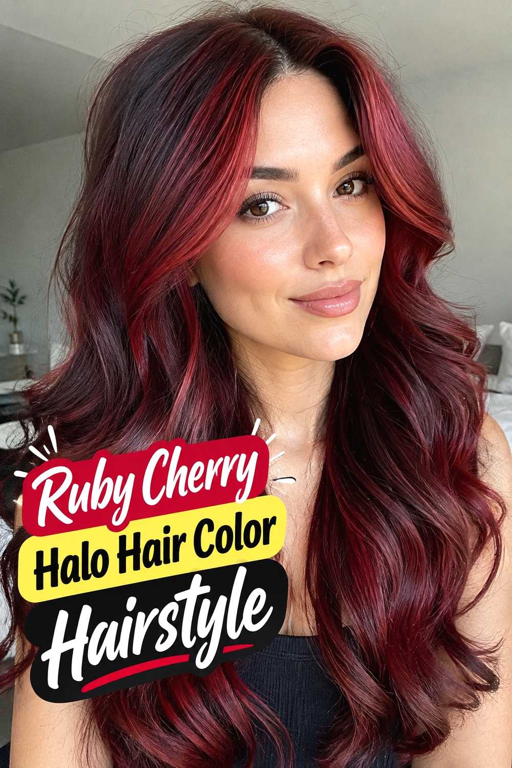 7. Ruby Cherry Halo Hair Color Hairstyle