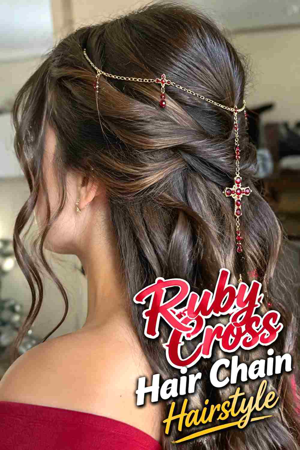 7. Ruby Cross Hair Chain Hairstyle