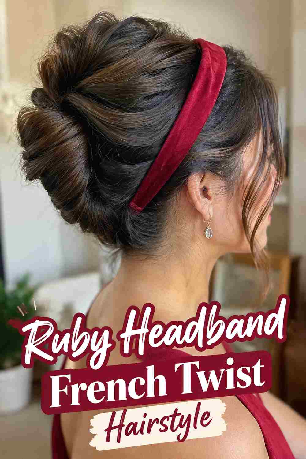 12. Ruby Headband French Twist Hairstyle