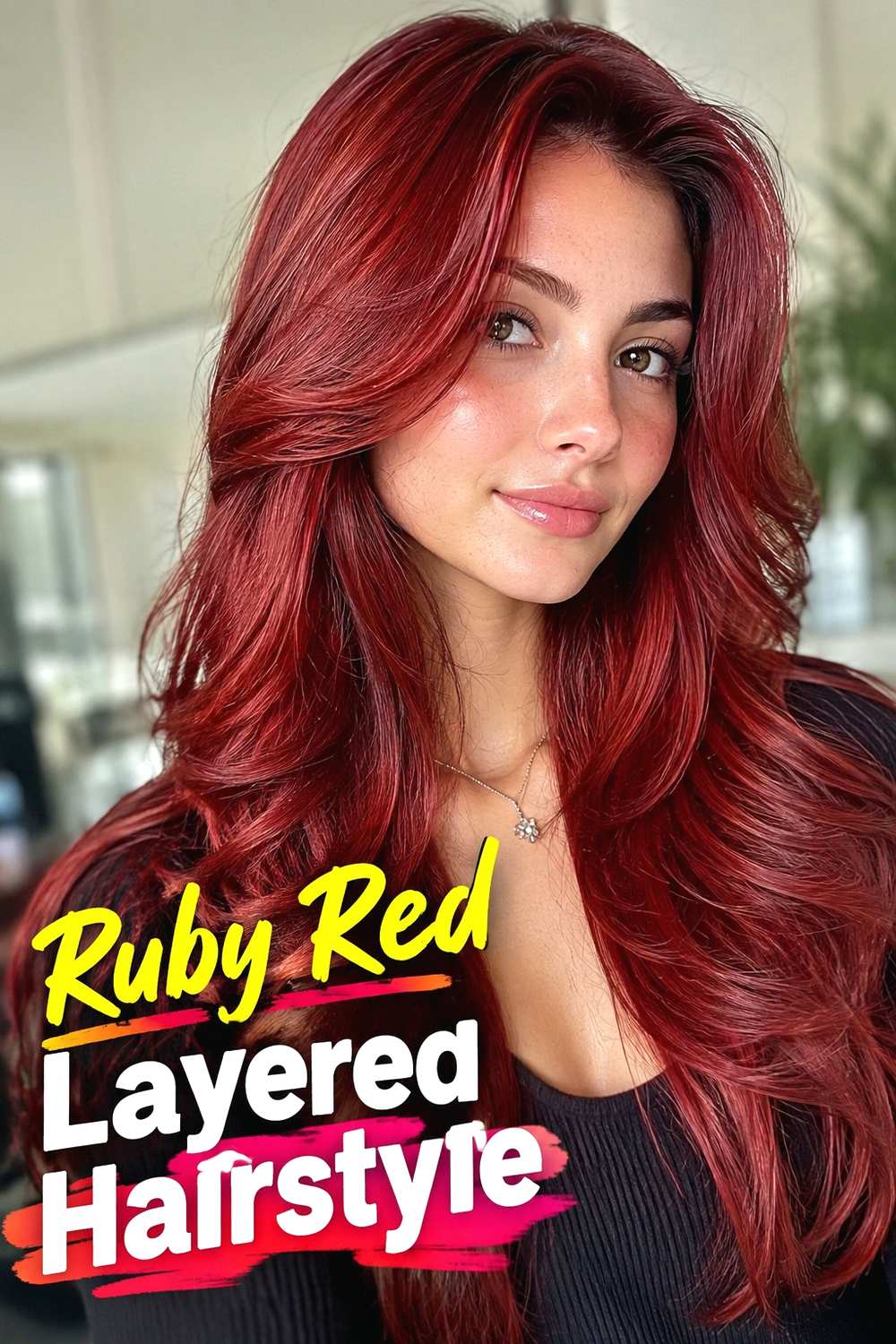 Ruby Red Layered Hairstyle