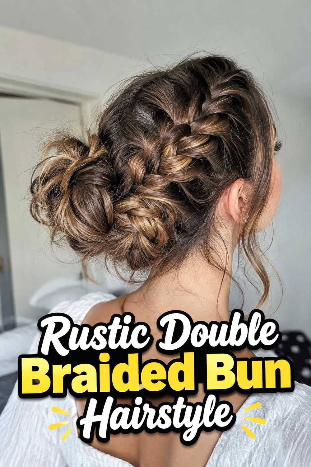 10. Rustic Double Braided Bun Hairstyle