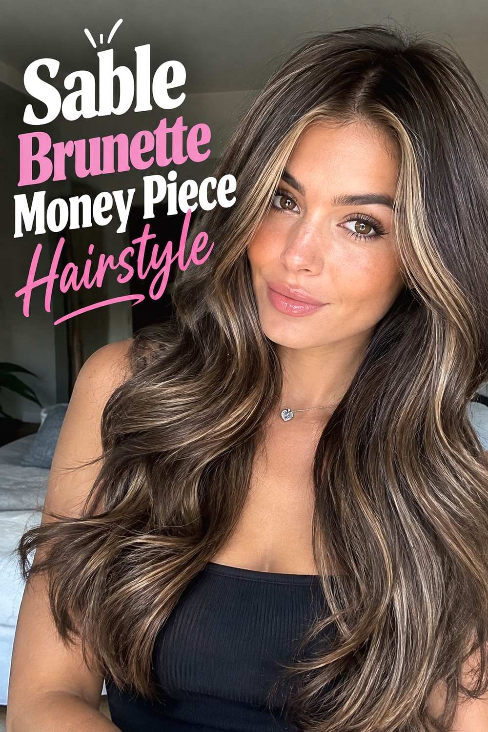 12. Sable Brunette Money Piece Hairstyle