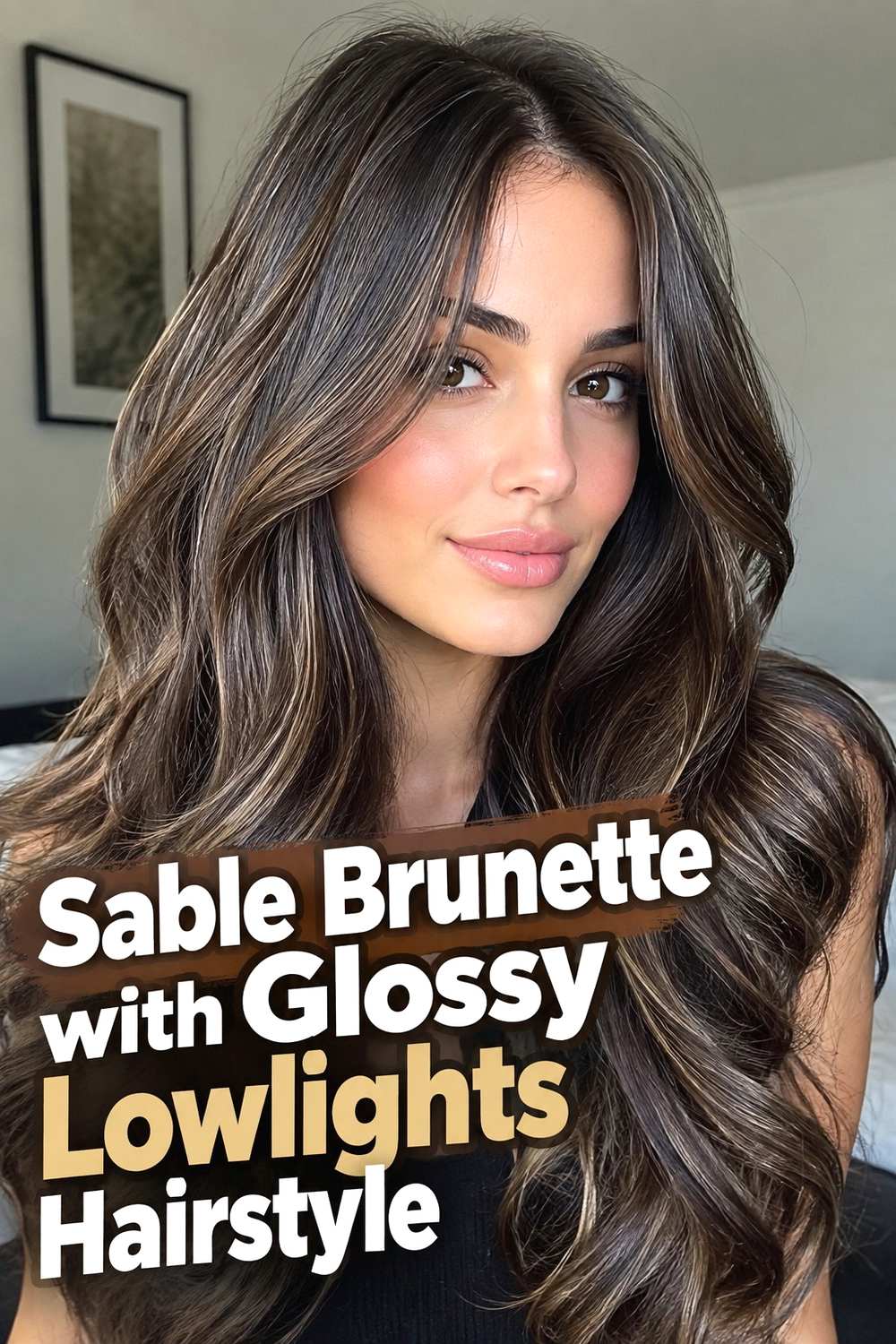 14. Sable Brunette With Glossy Lowlights Hairstyle