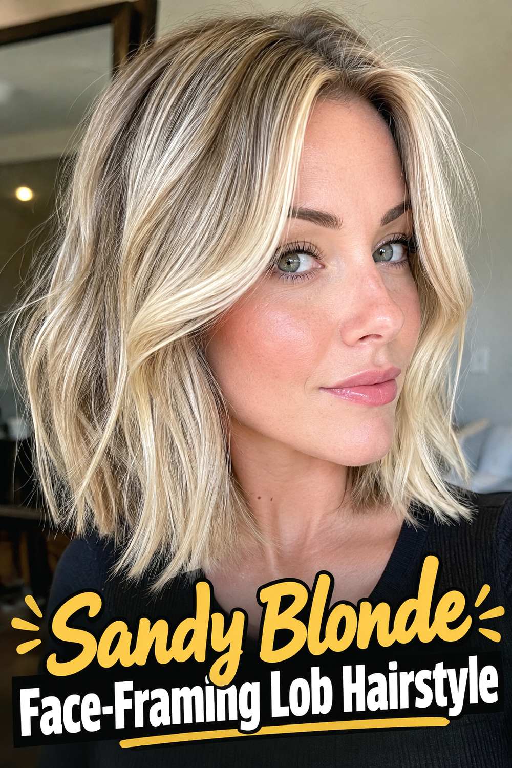 Sandy Blonde Face-Framing Lob Hairstyle