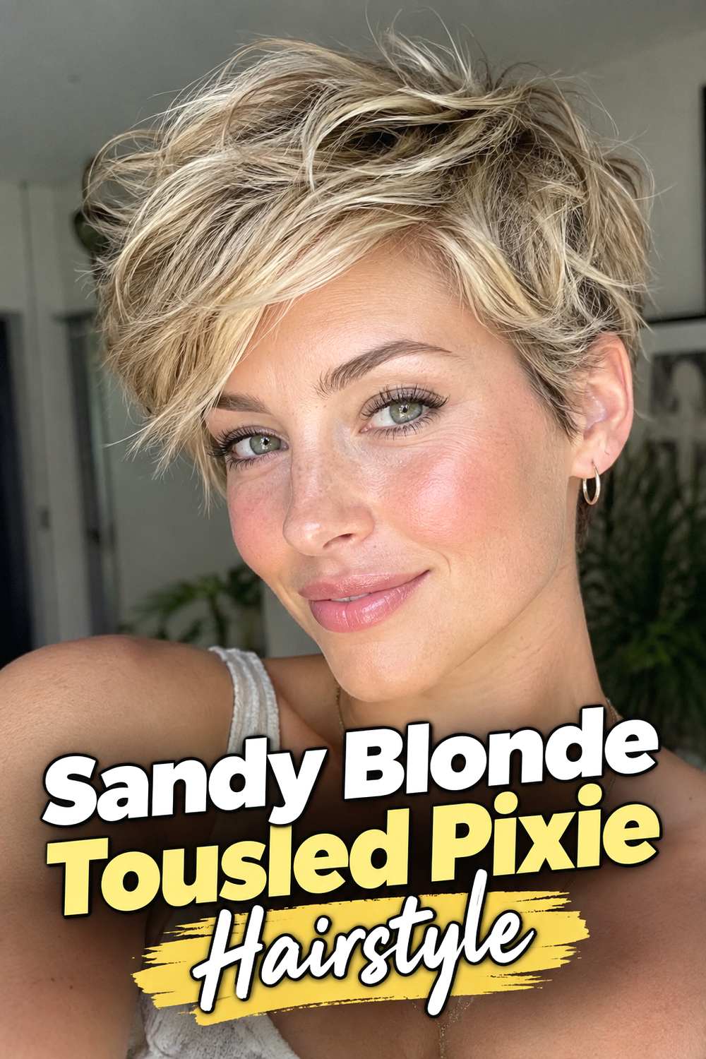 Sandy Blonde Tousled Pixie Hairstyle
