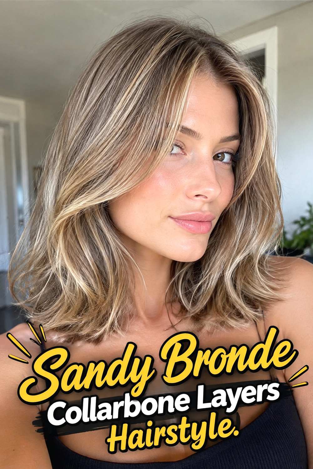 Sandy Bronde Collarbone Layers Hairstyle