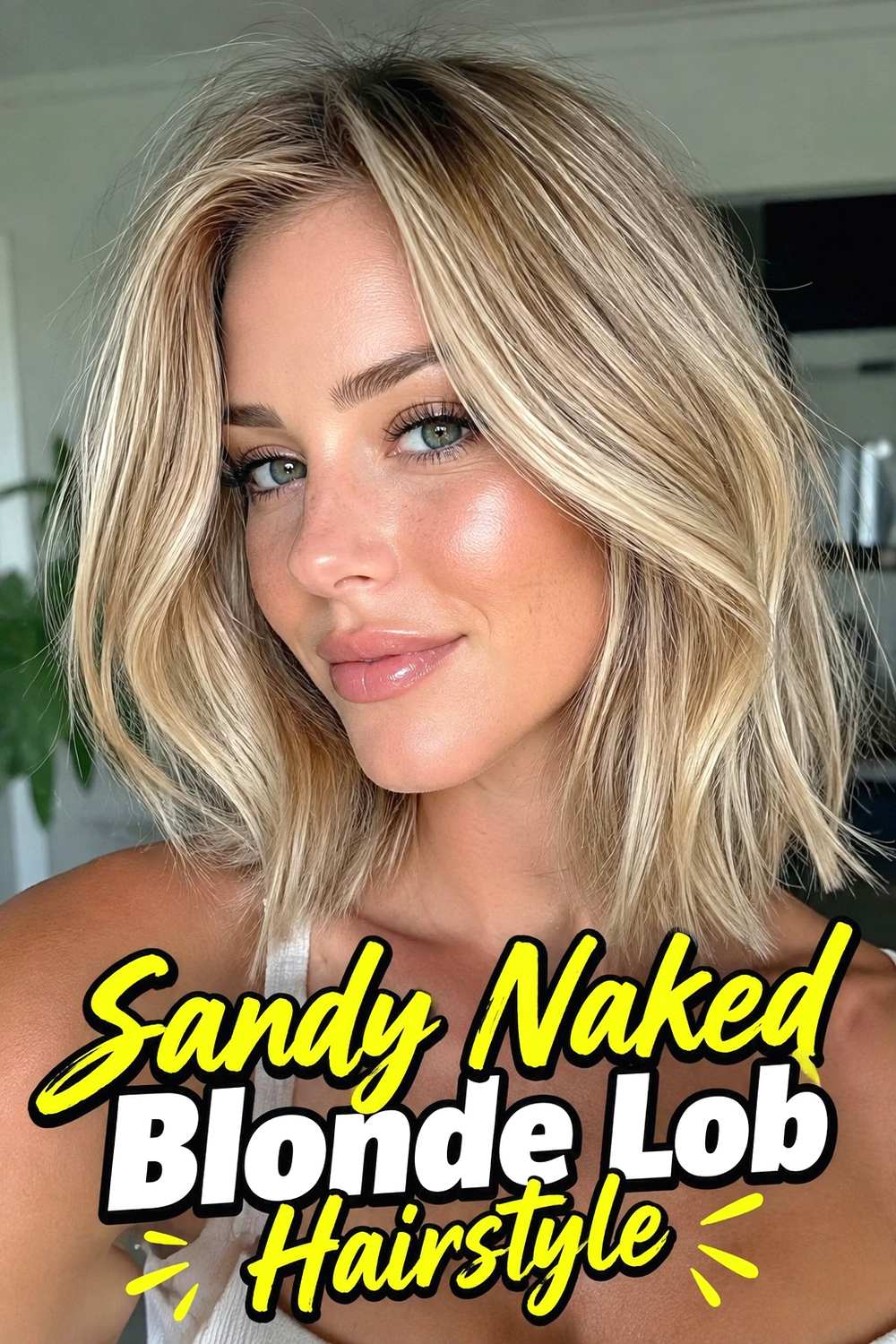 5. Sandy Naked Blonde Lob Hairstyle