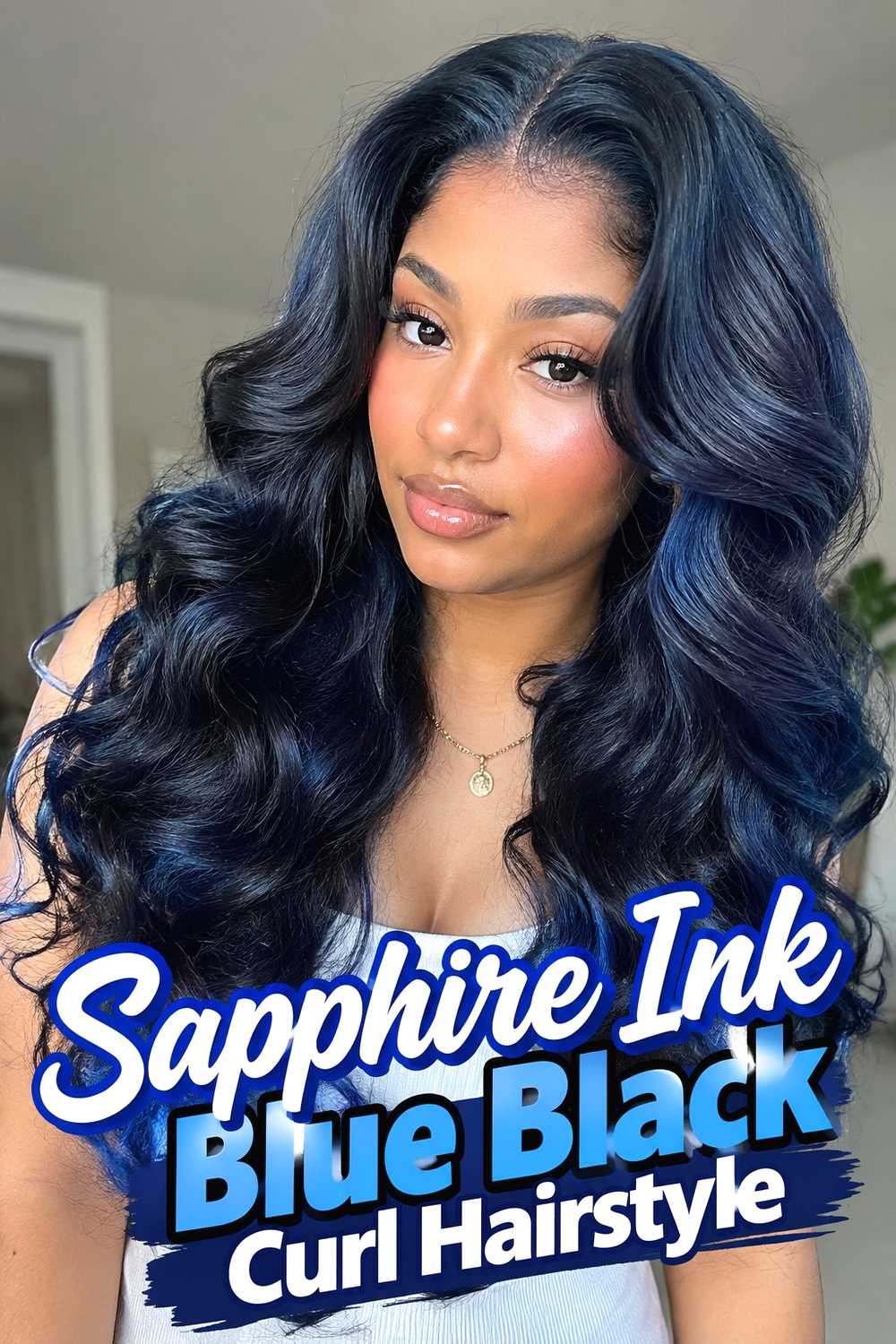 5. Sapphire Ink Blue Black Curl Hairstyle