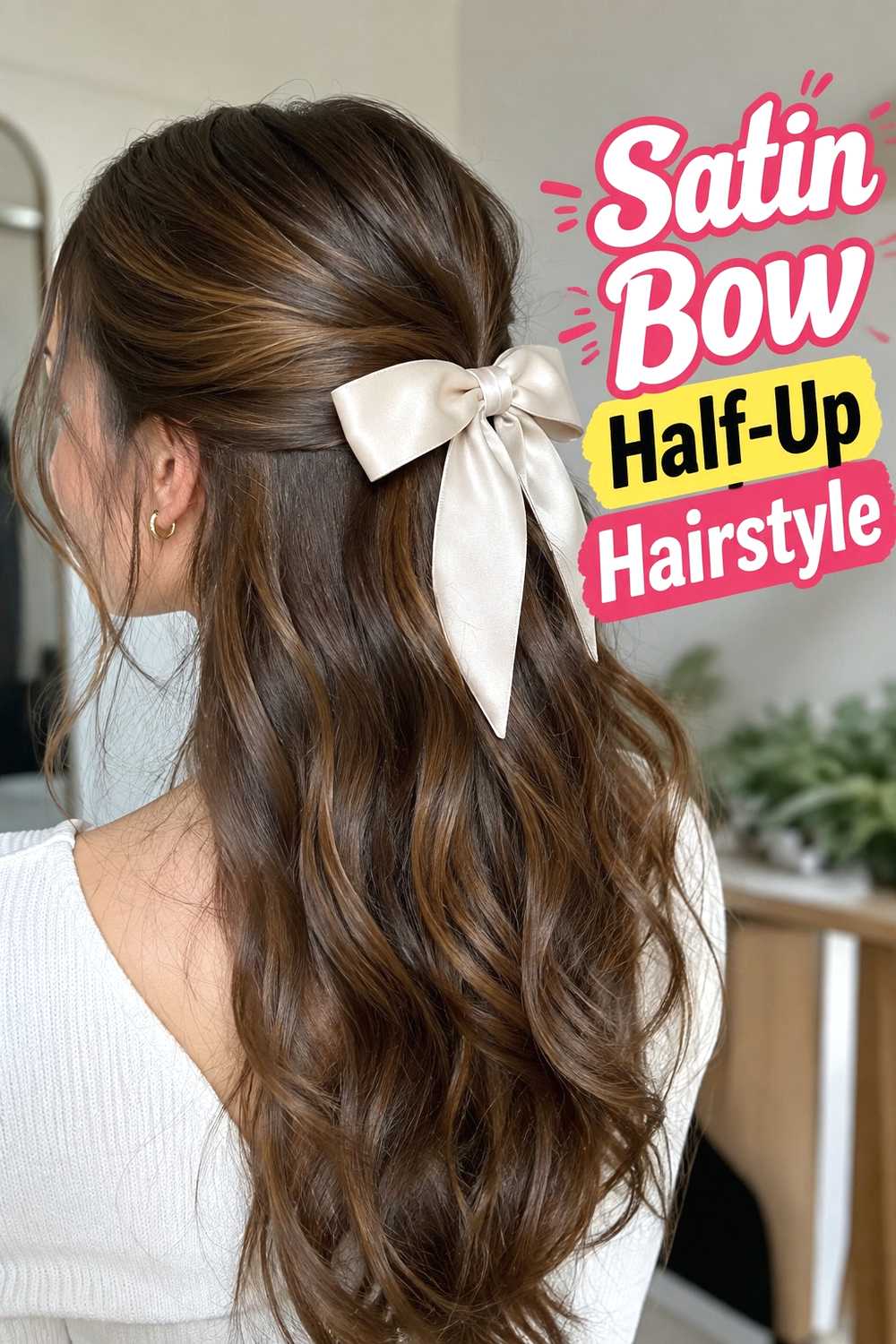 6. Satin Bow Half Up Hairstyle