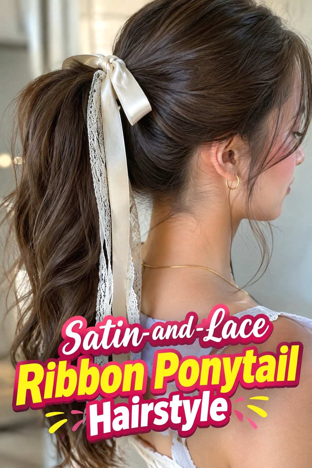 16. Satin And Lace Ribbon Ponytail Hairstyle