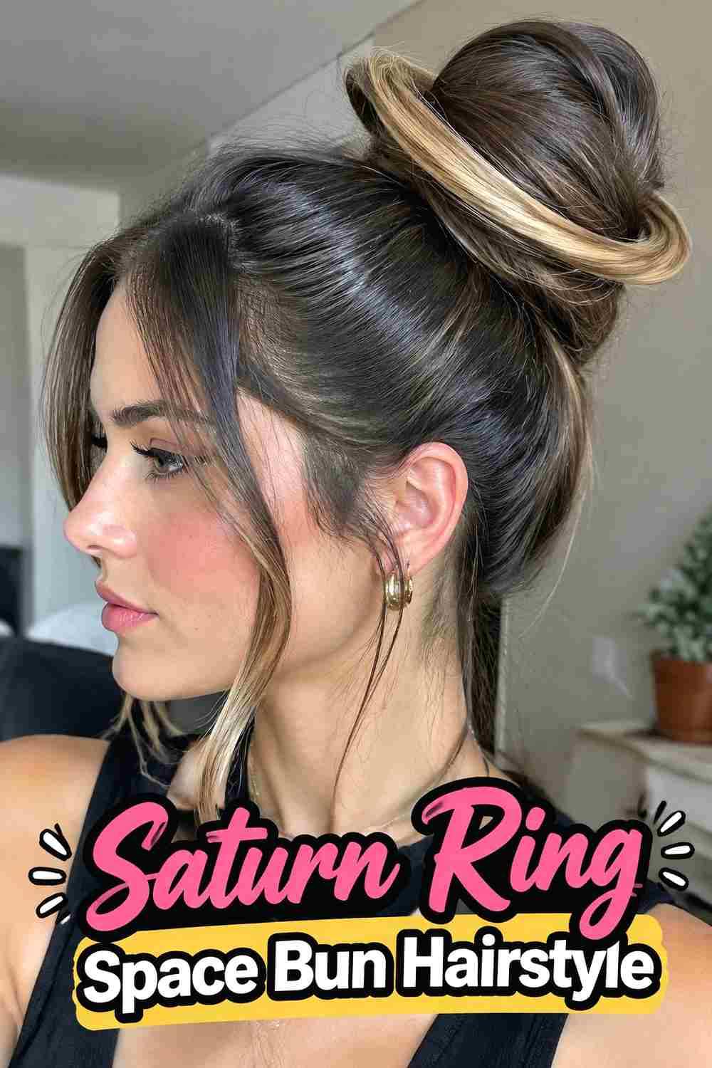 7. Saturn Ring Space Bun Hairstyle
