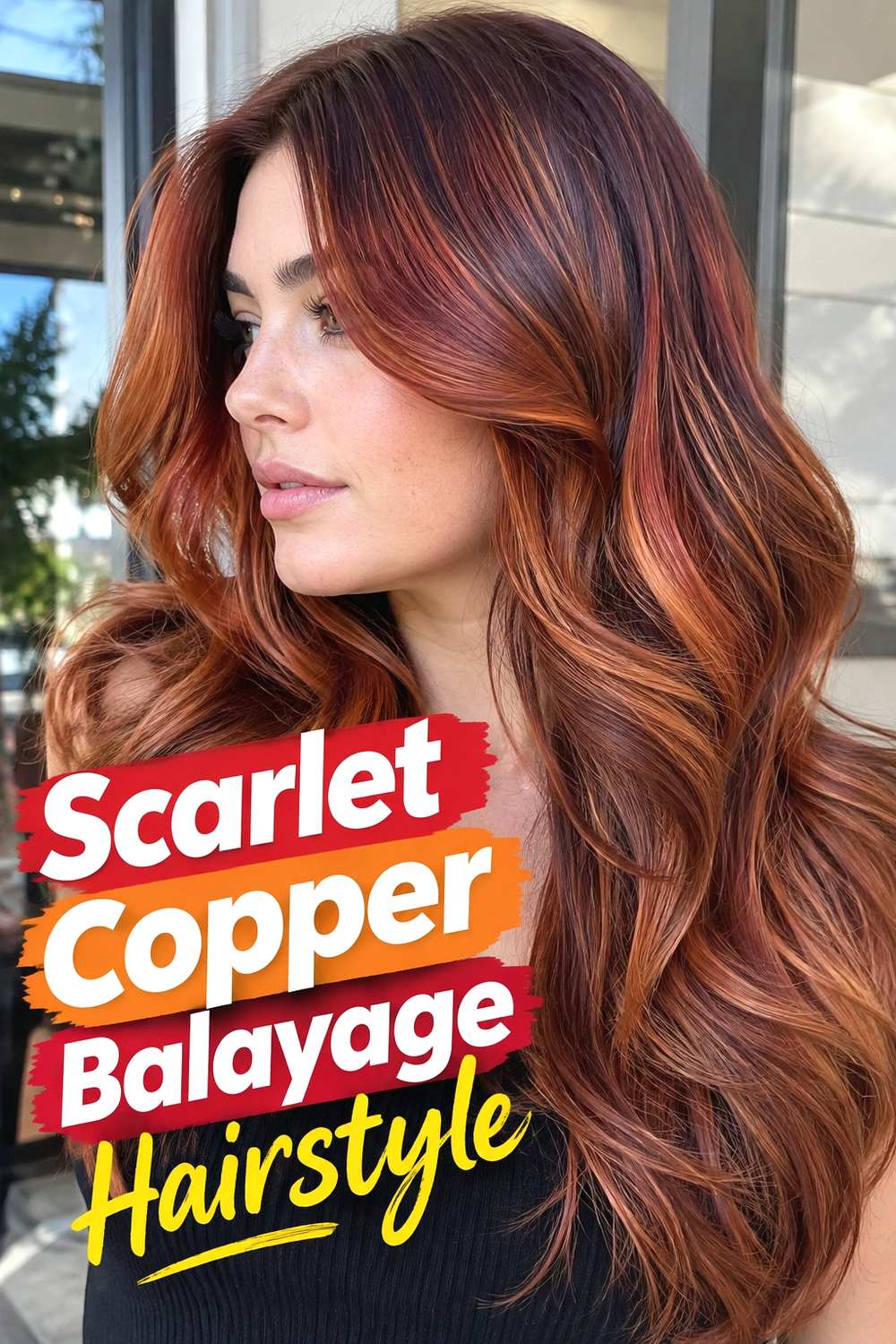 6. Scarlet Copper Balayage Hairstyle