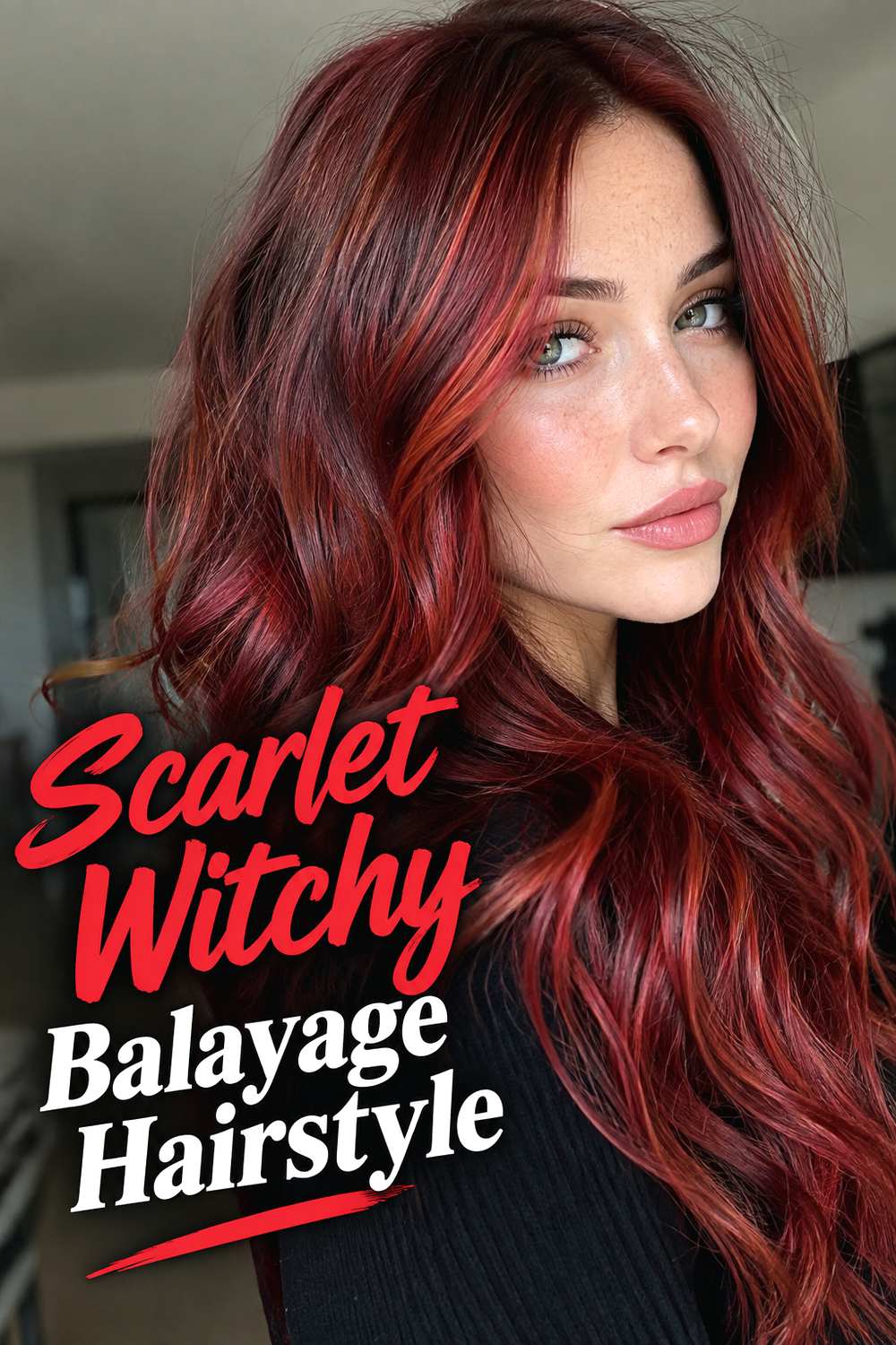 Scarlet Witchy Balayage Hairstyle