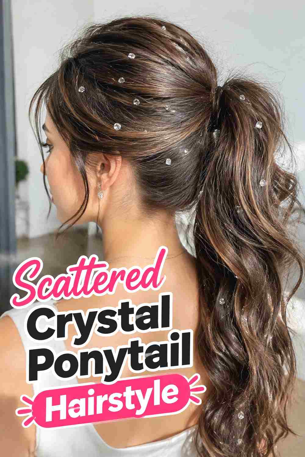12. Scattered Crystal Ponytail Hairstyle
