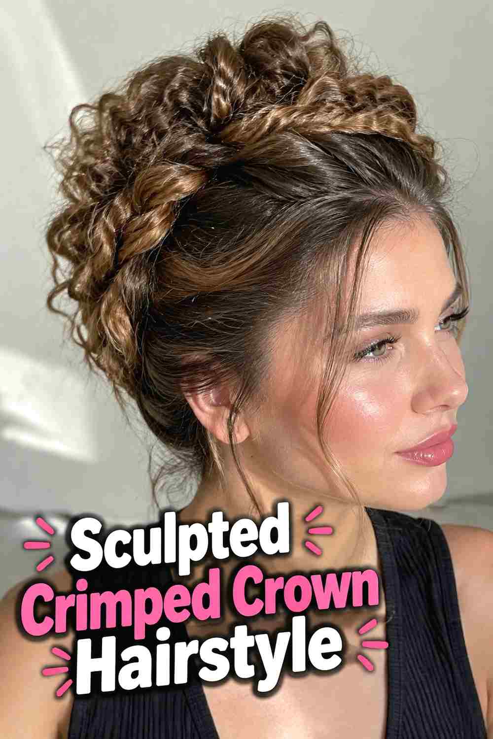 12. Sculpted Crimped Crown Hairstyle