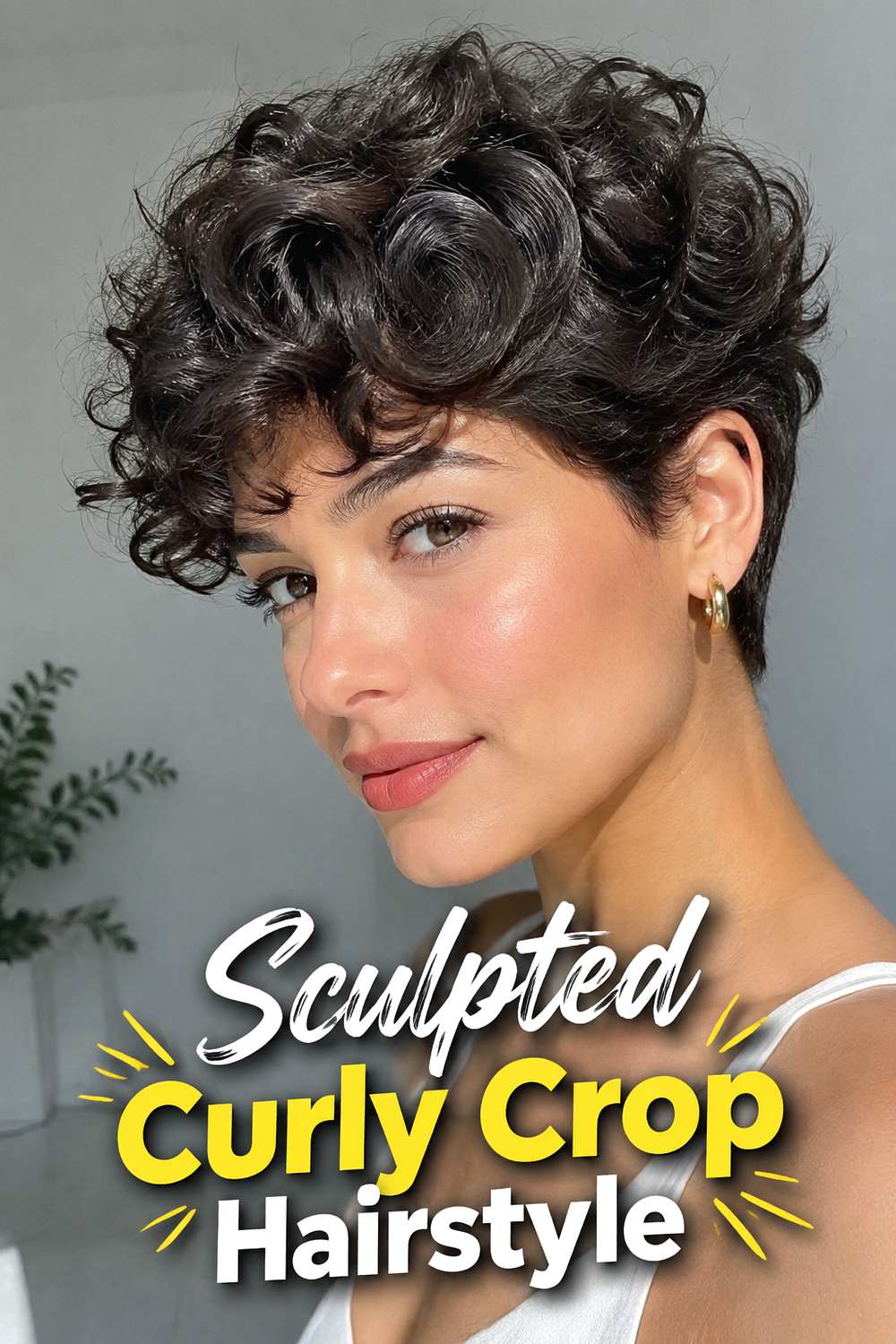 Sculpted Curly Crop Hairstyle