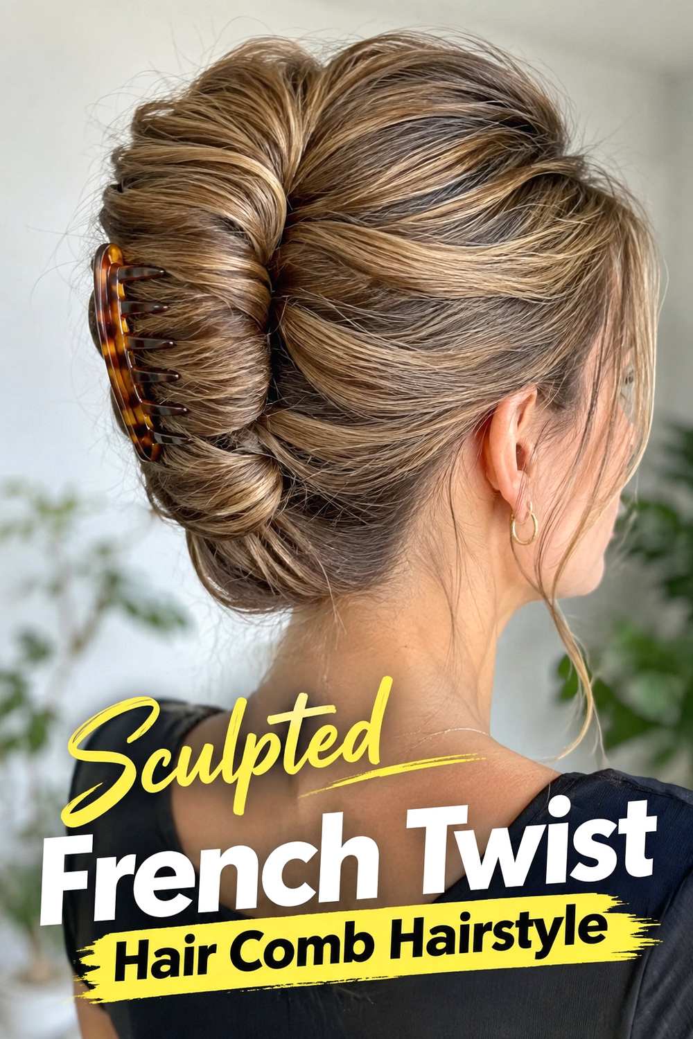 1. Sculpted French Twist Hair Comb Hairstyle