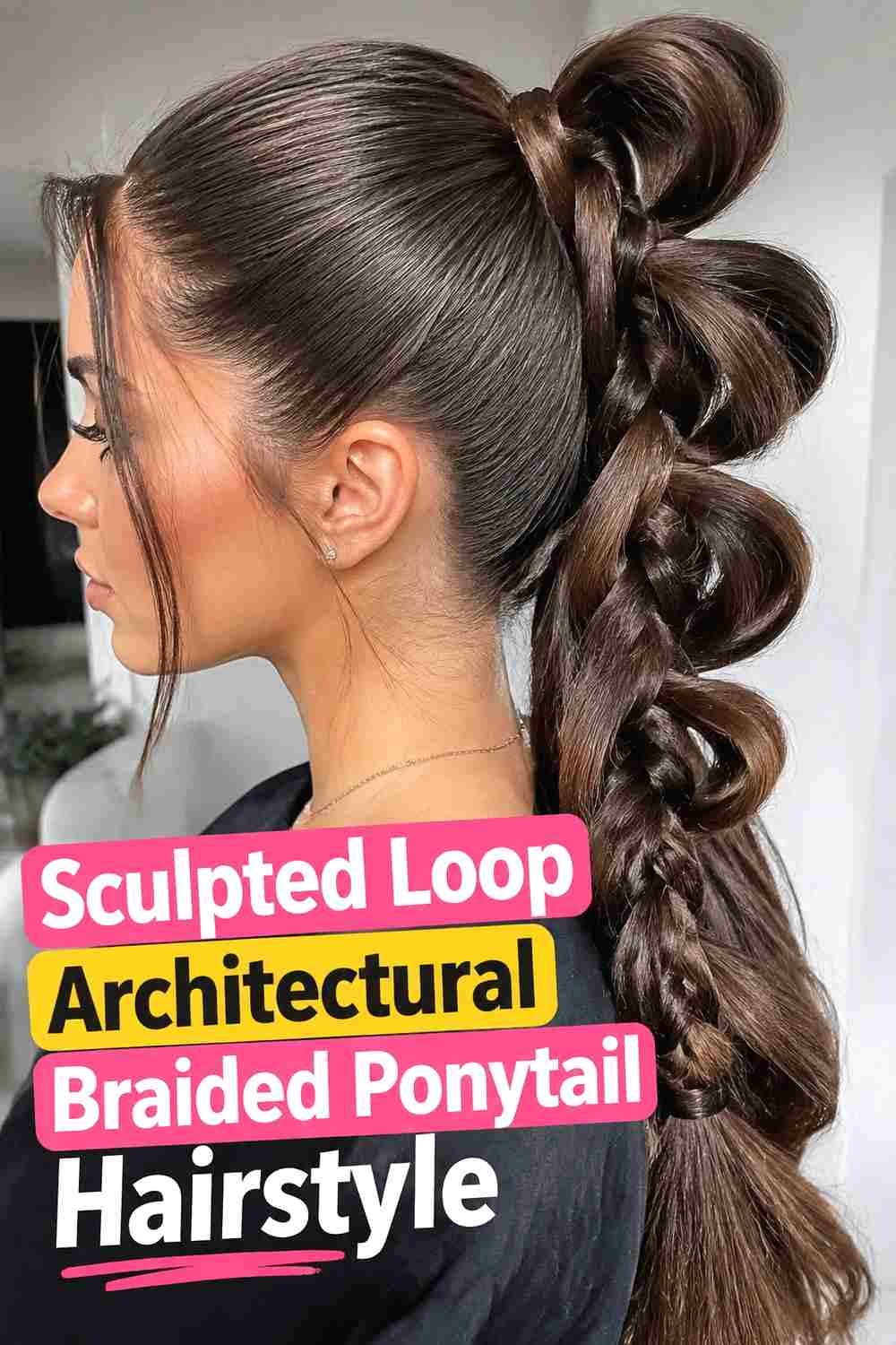 2. Sculpted Loop Architectural Braided Ponytail Hairstyle