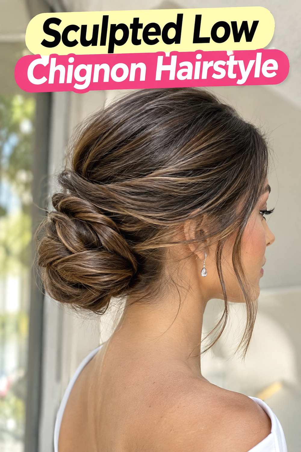 Sculpted Low Chignon Hairstyle