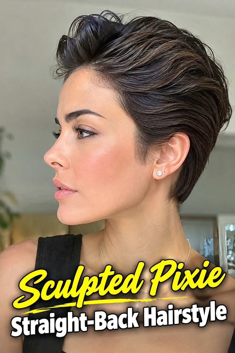 11. Sculpted Pixie Straight Back Hairstyle