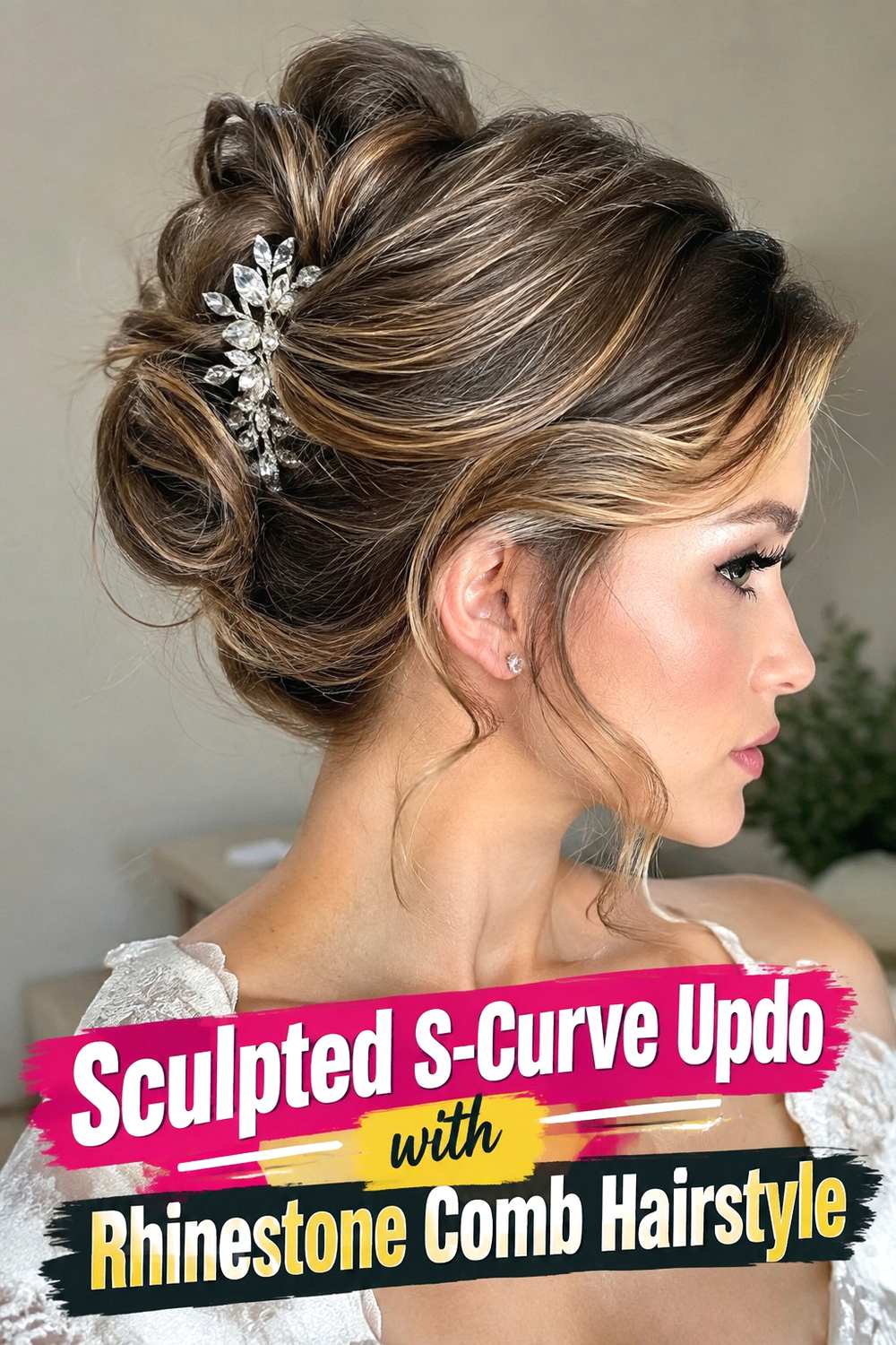 12. Sculpted S Curve Updo With Rhinestone Comb Hairstyle