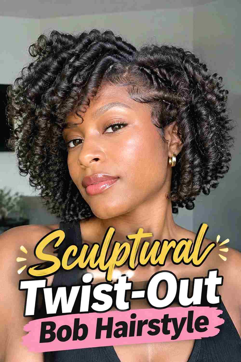13. Sculptural Twist Out Bob Hairstyle