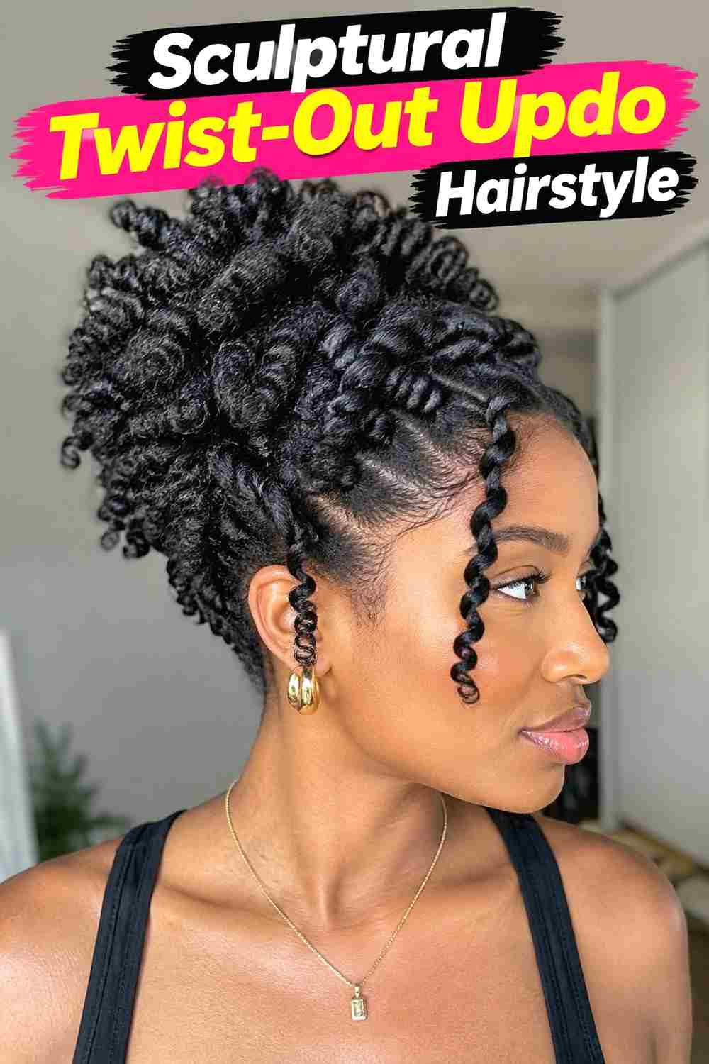 16. Sculptural Twist Out Updo Hairstyle