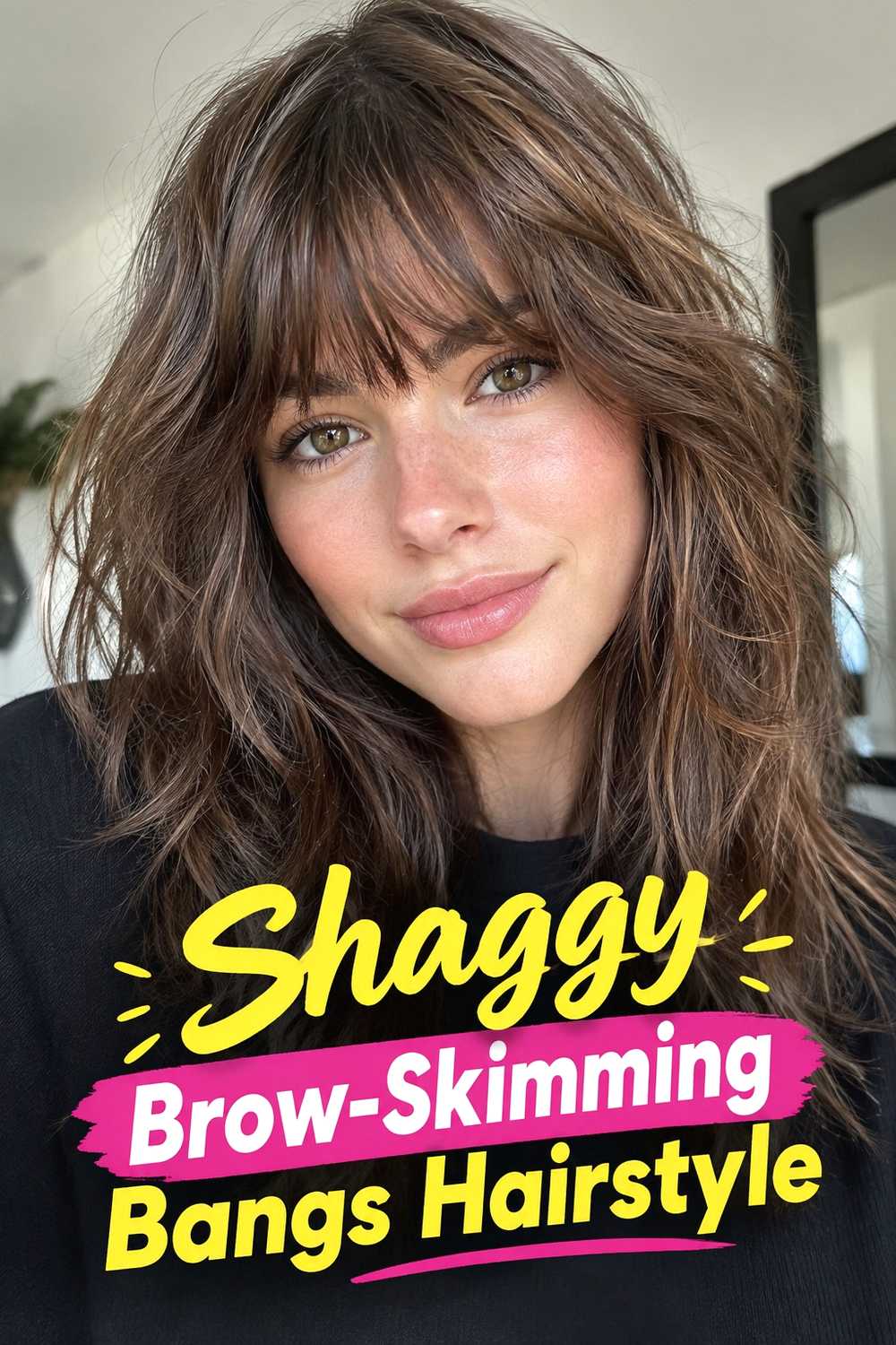 4. Shaggy Brow Skimming Bangs Hairstyle