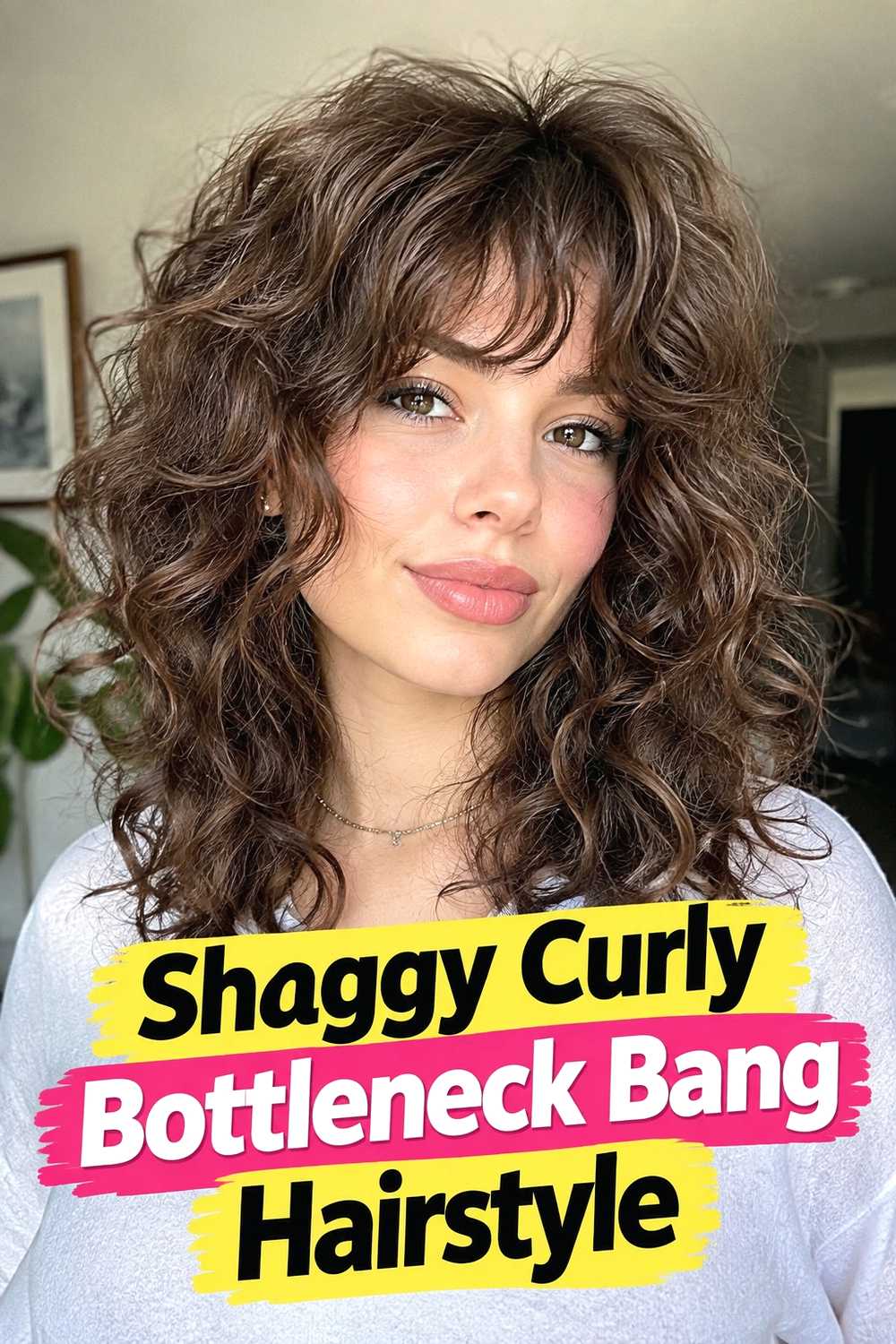 4. Shaggy Curly Bottleneck Bang Hairstyle
