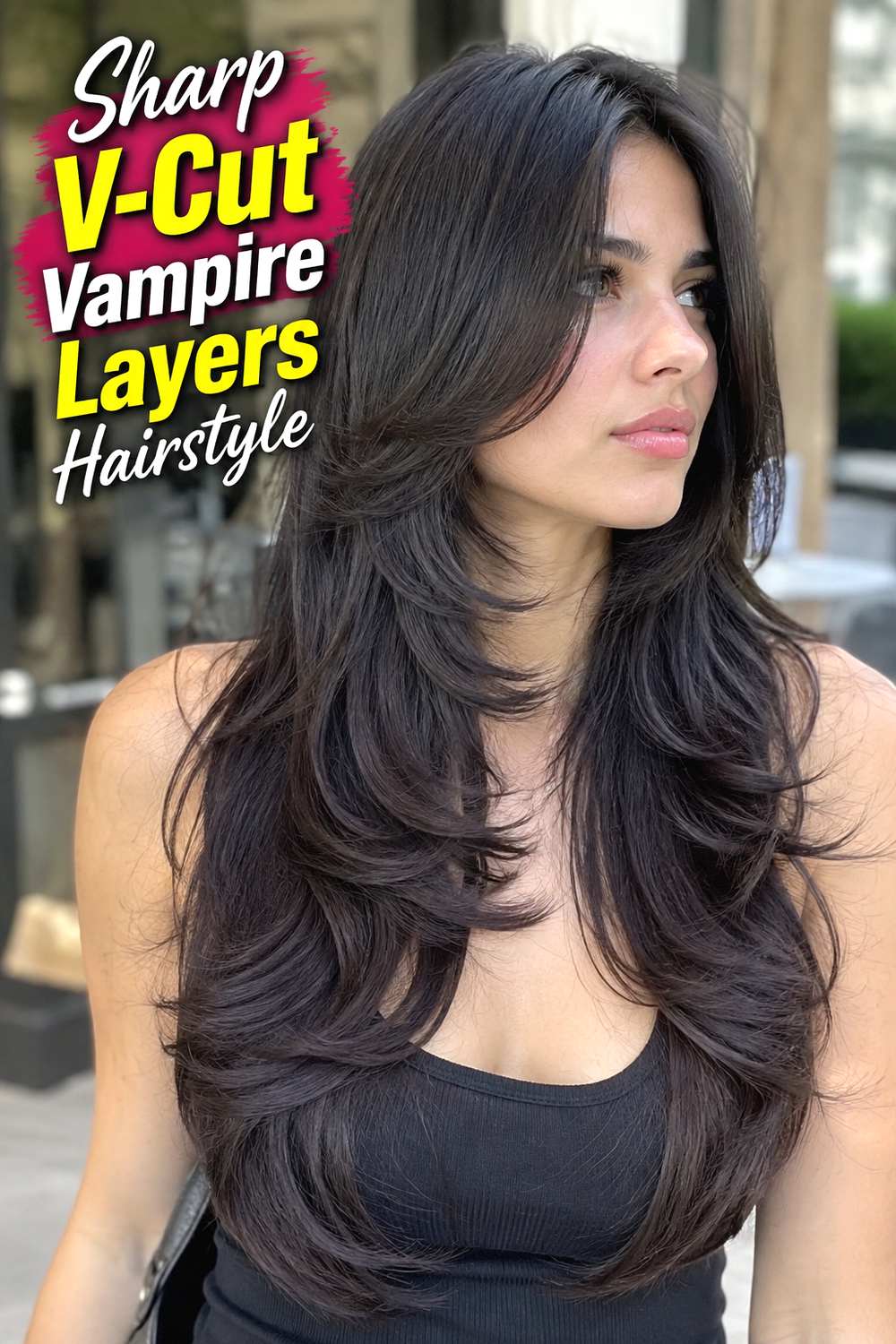 Sharp V-Cut Vampire Layers Hairstyle