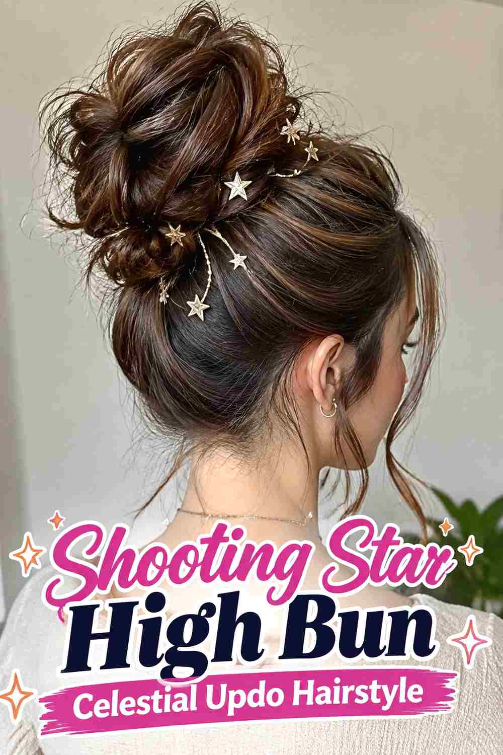 6. Shooting Star High Bun Celestial Updo Hairstyle