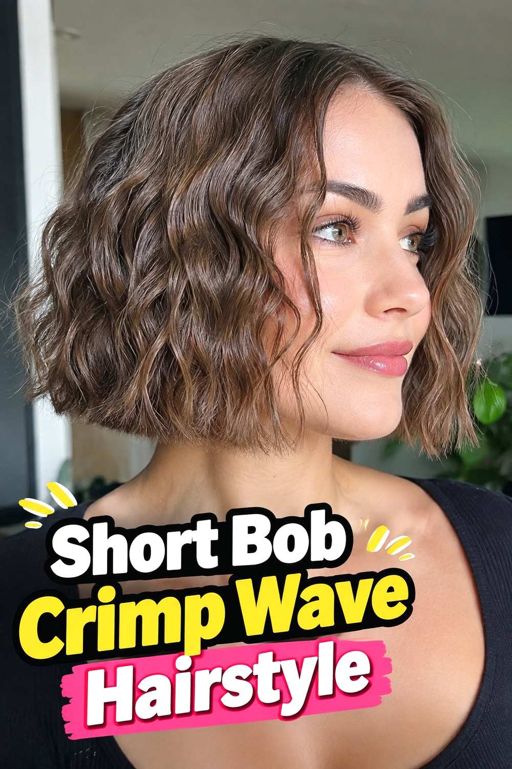 6. Short Bob Crimp Wave Hairstyle