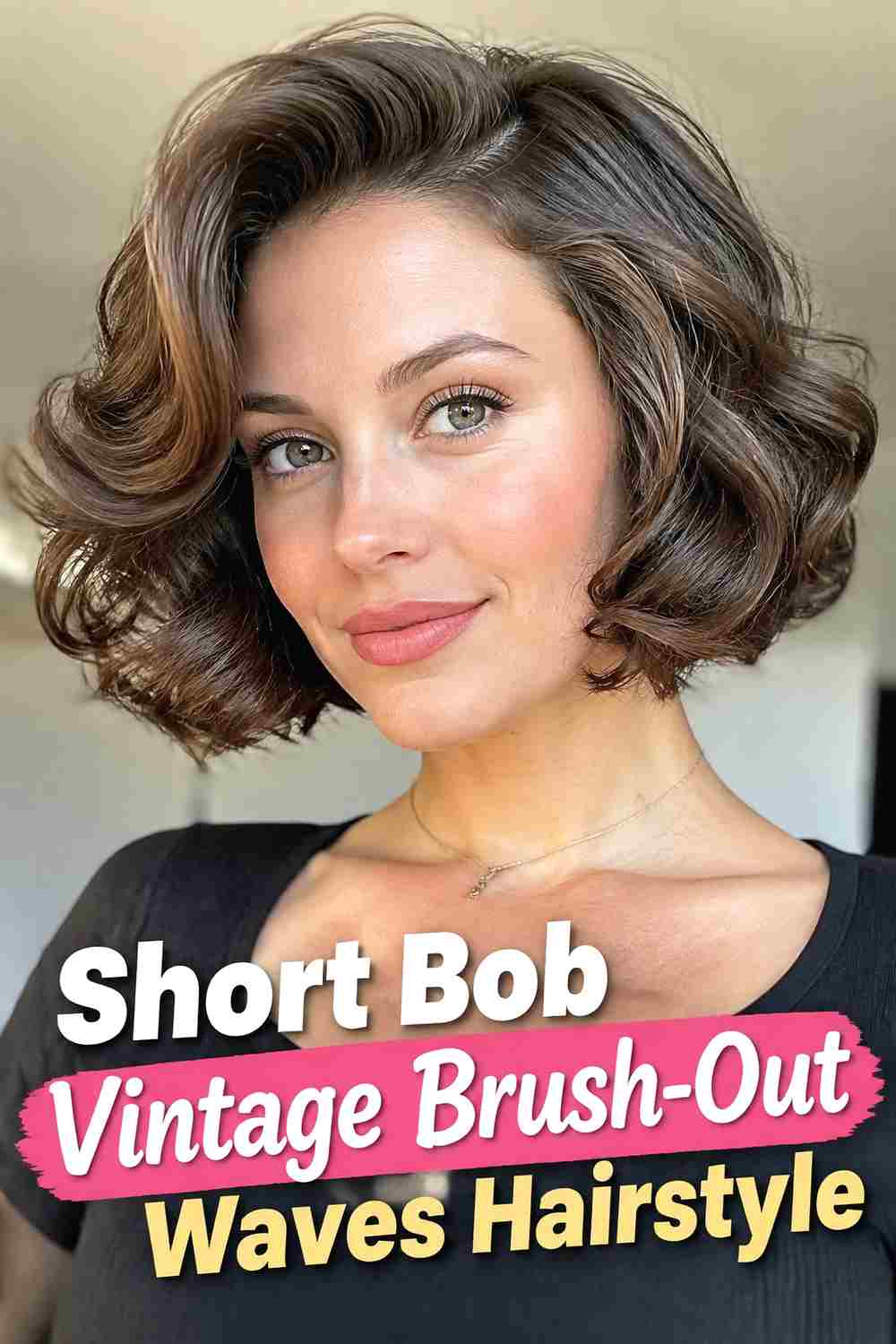 6. Short Bob Vintage Brush Out Waves Hairstyle