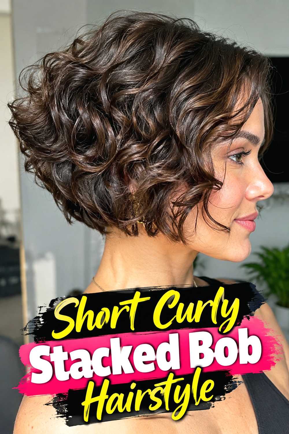 2. Short Curly Stacked Bob Hairstyle