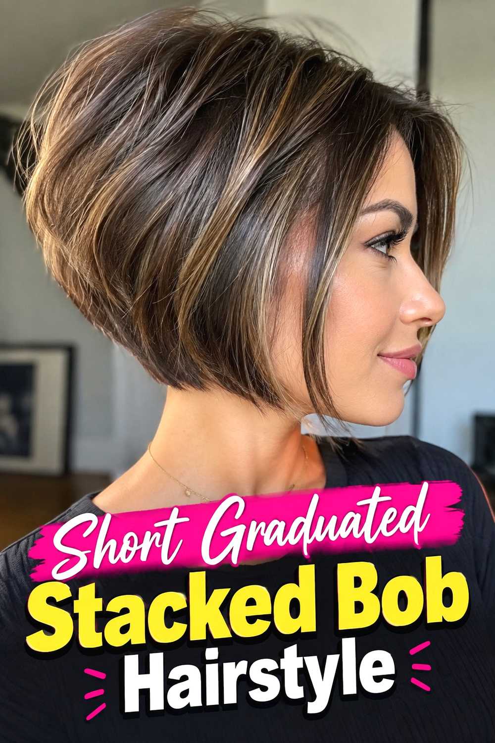 2. Short Graduated Stacked Bob Hairstyle