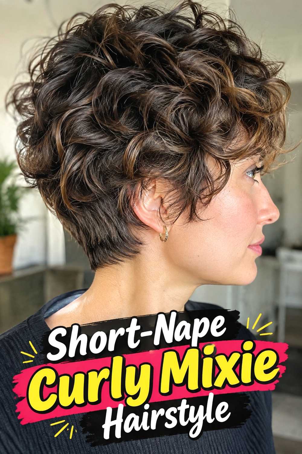 5. Short Nape Curly Mixie Hairstyle