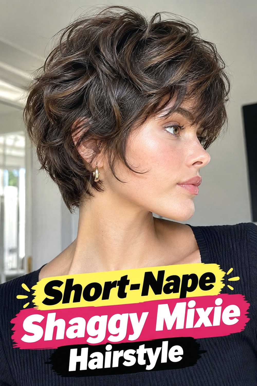 7. Short Nape Shaggy Mixie Hairstyle