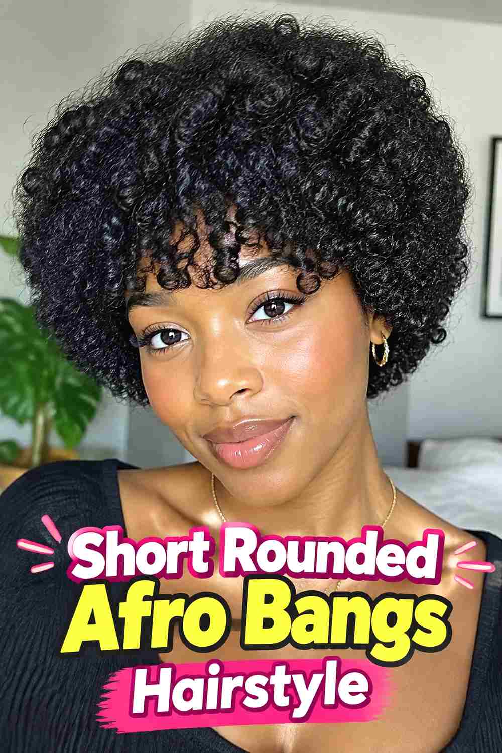 4. Short Rounded Afro Bangs Hairstyle