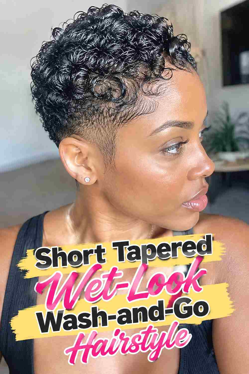 3. Short Tapered Wet Look Wash And Go Hairstyle
