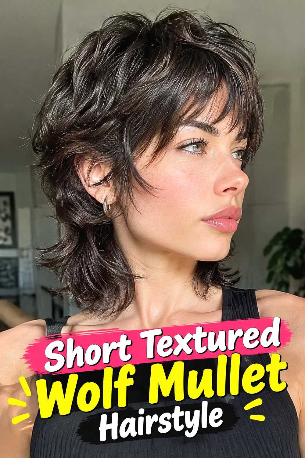 6. Short Textured Wolf Mullet Hairstyle