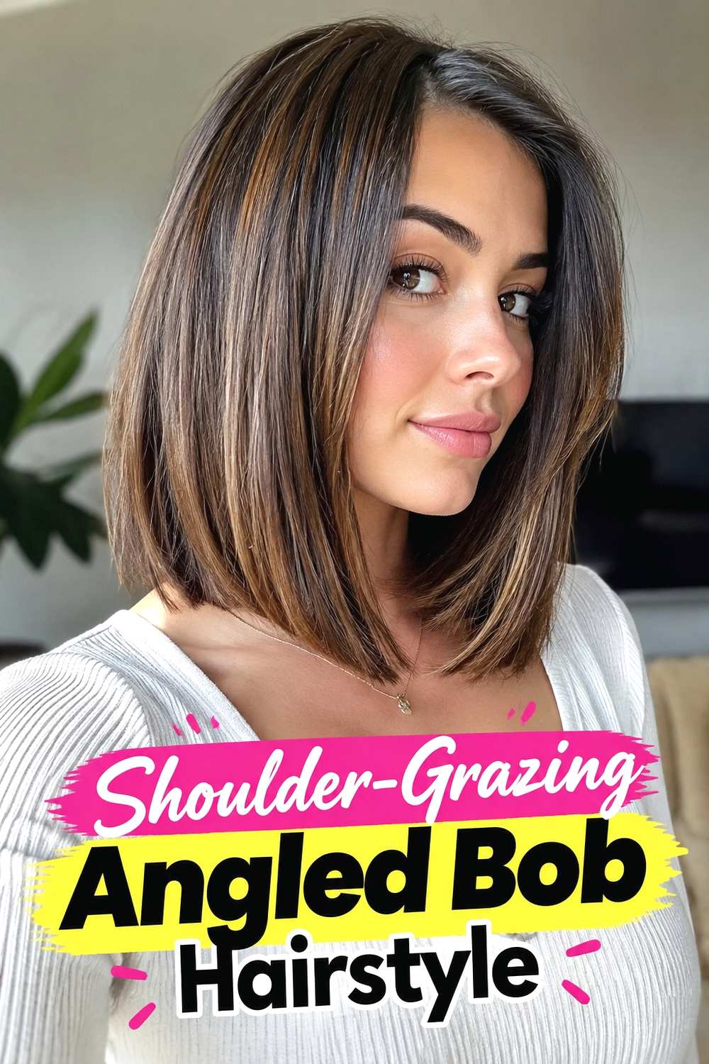 13. Shoulder Grazing Angled Bob Hairstyle