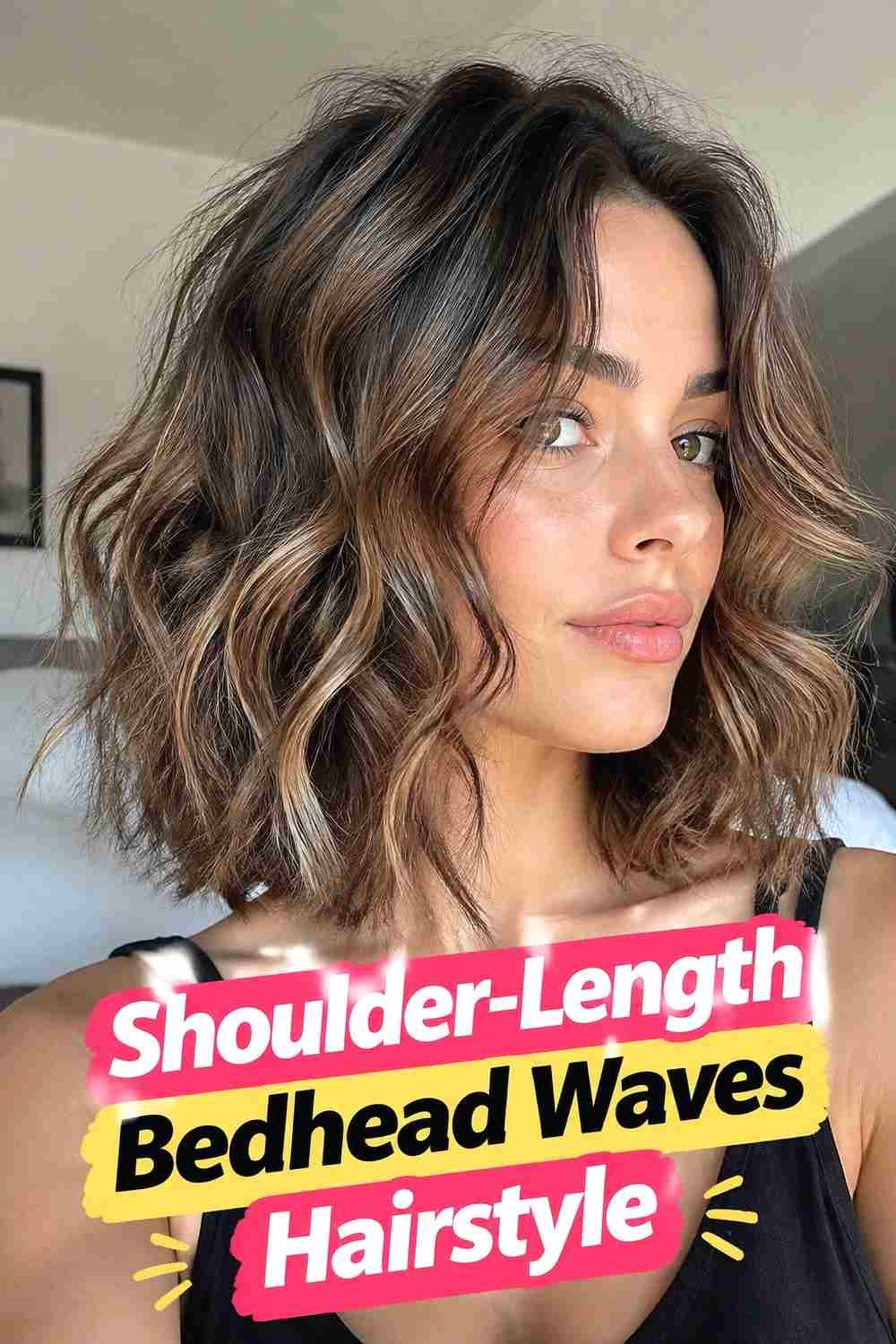 8. Shoulder Length Bedhead Waves Hairstyle