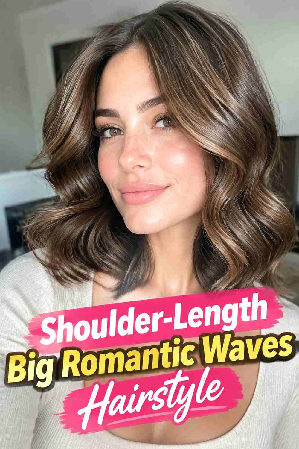 11. Shoulder Length Big Romantic Waves Hairstyle