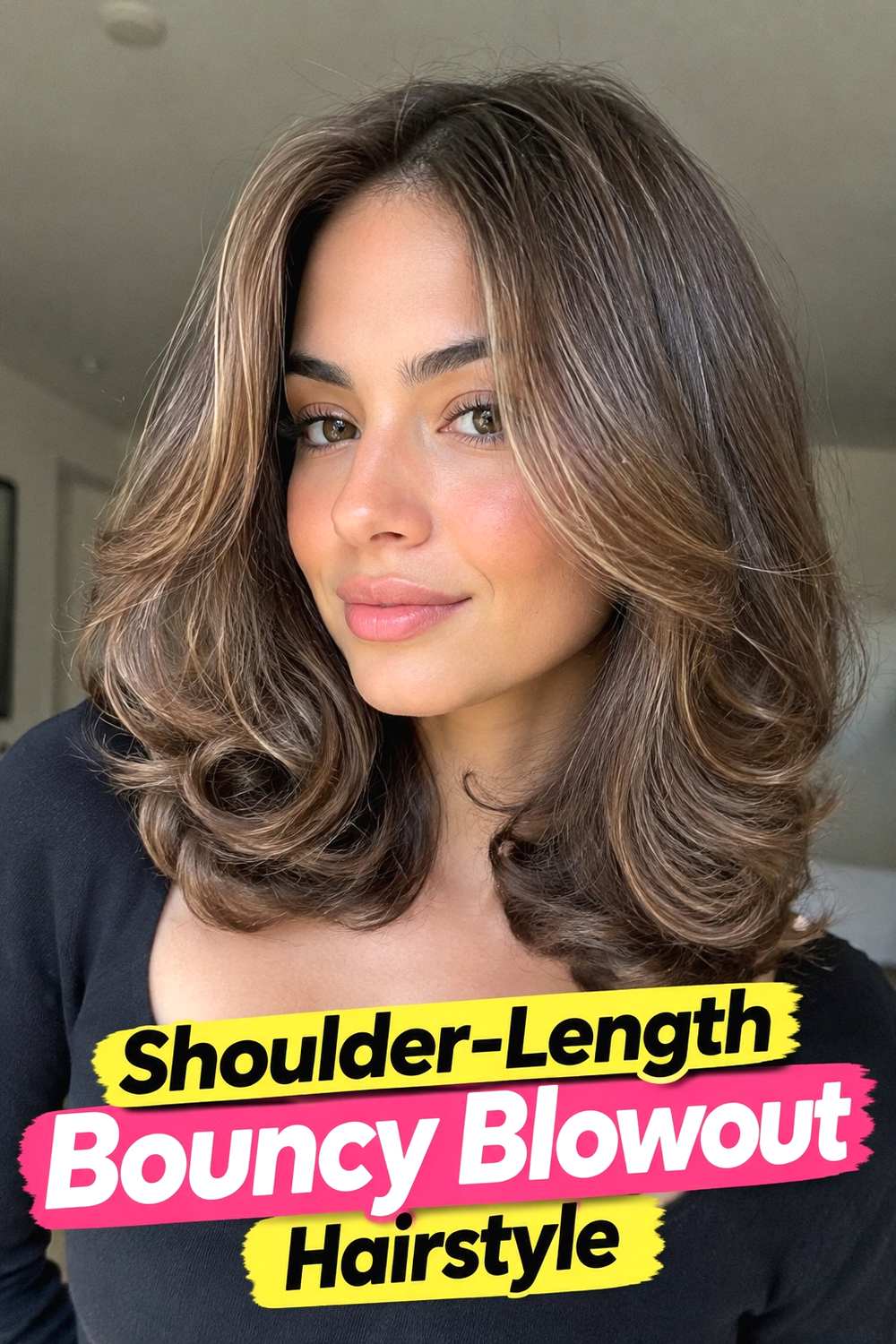 9. Shoulder Length Bouncy Blowout Hairstyle