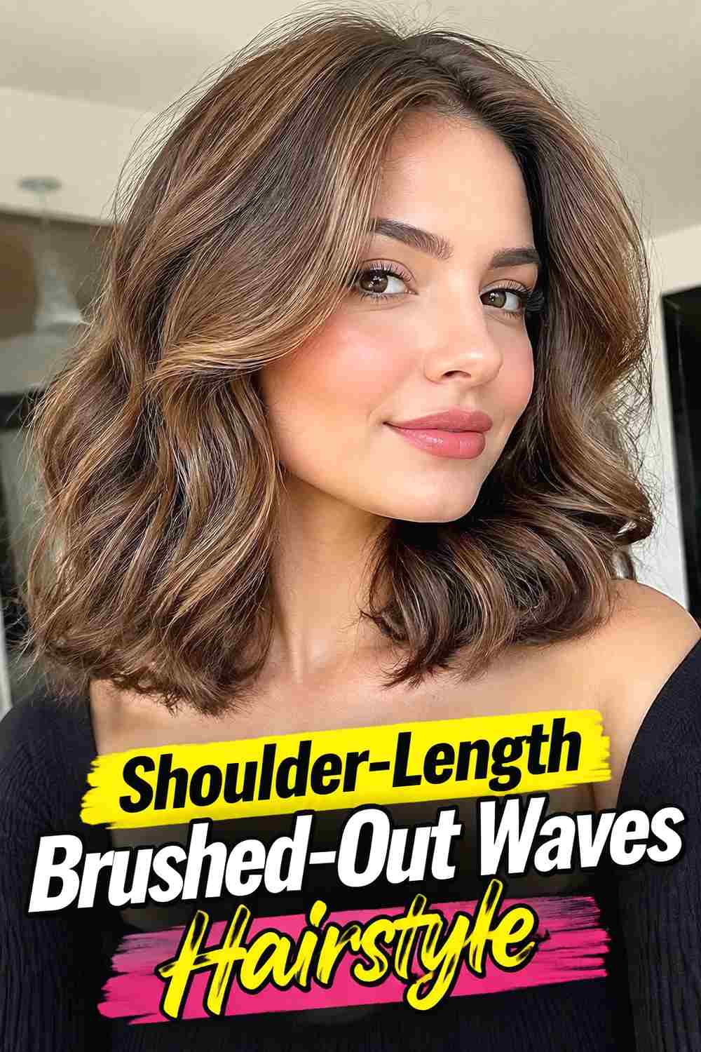 4. Shoulder Length Brushed Out Waves Hairstyle