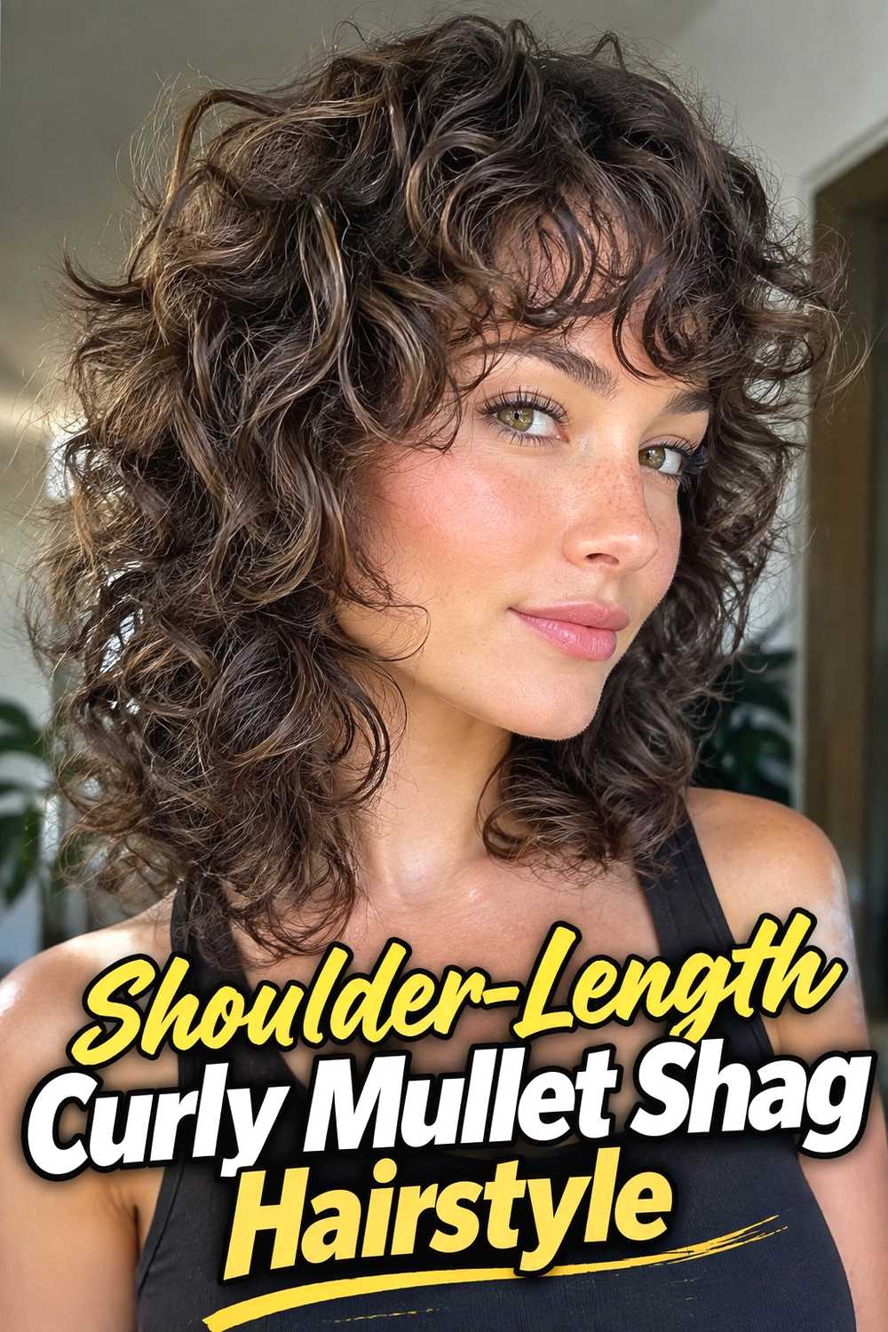 11. Shoulder Length Curly Mullet Shag Hairstyle