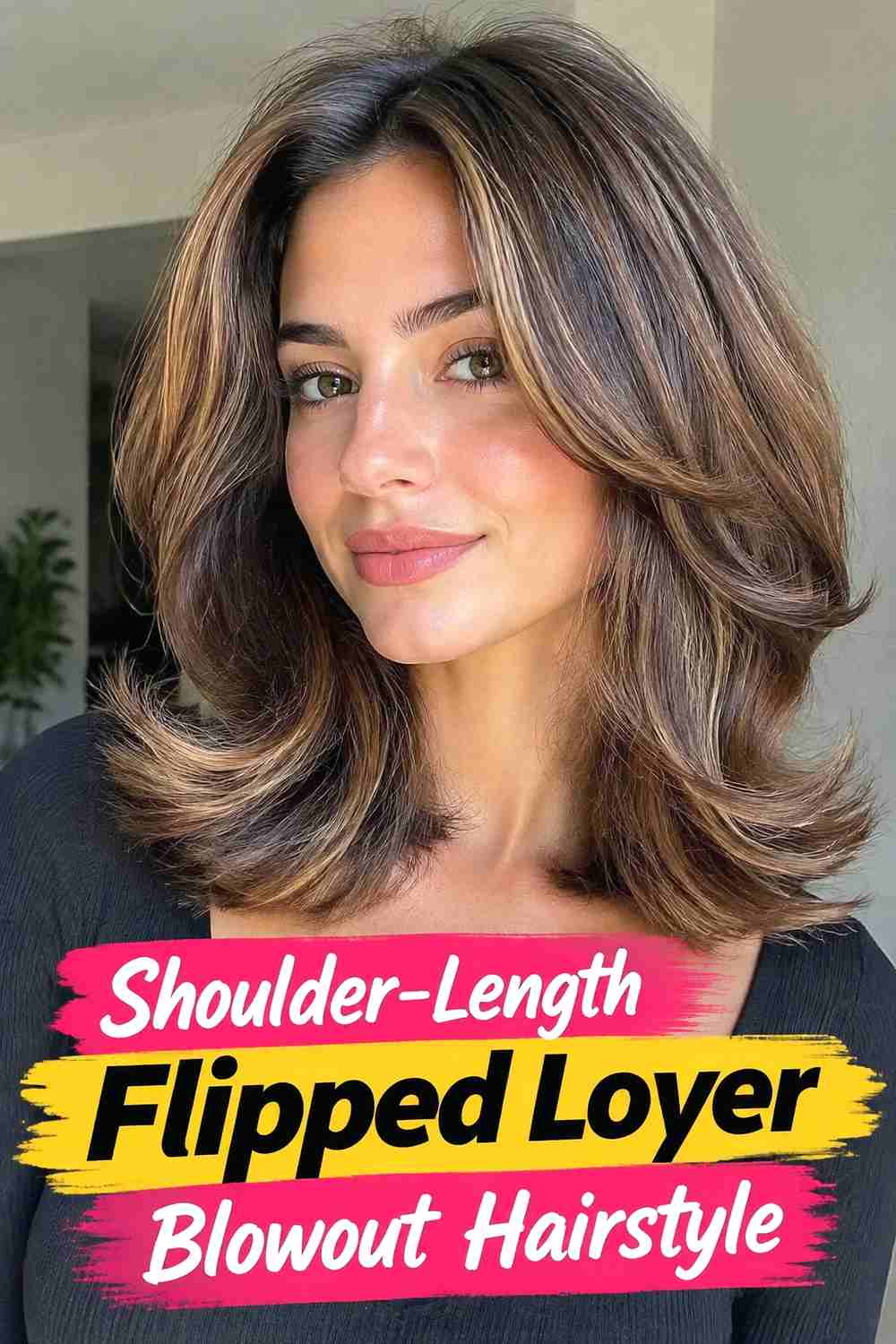 4. Shoulder Length Flipped Layer Blowout Hairstyle