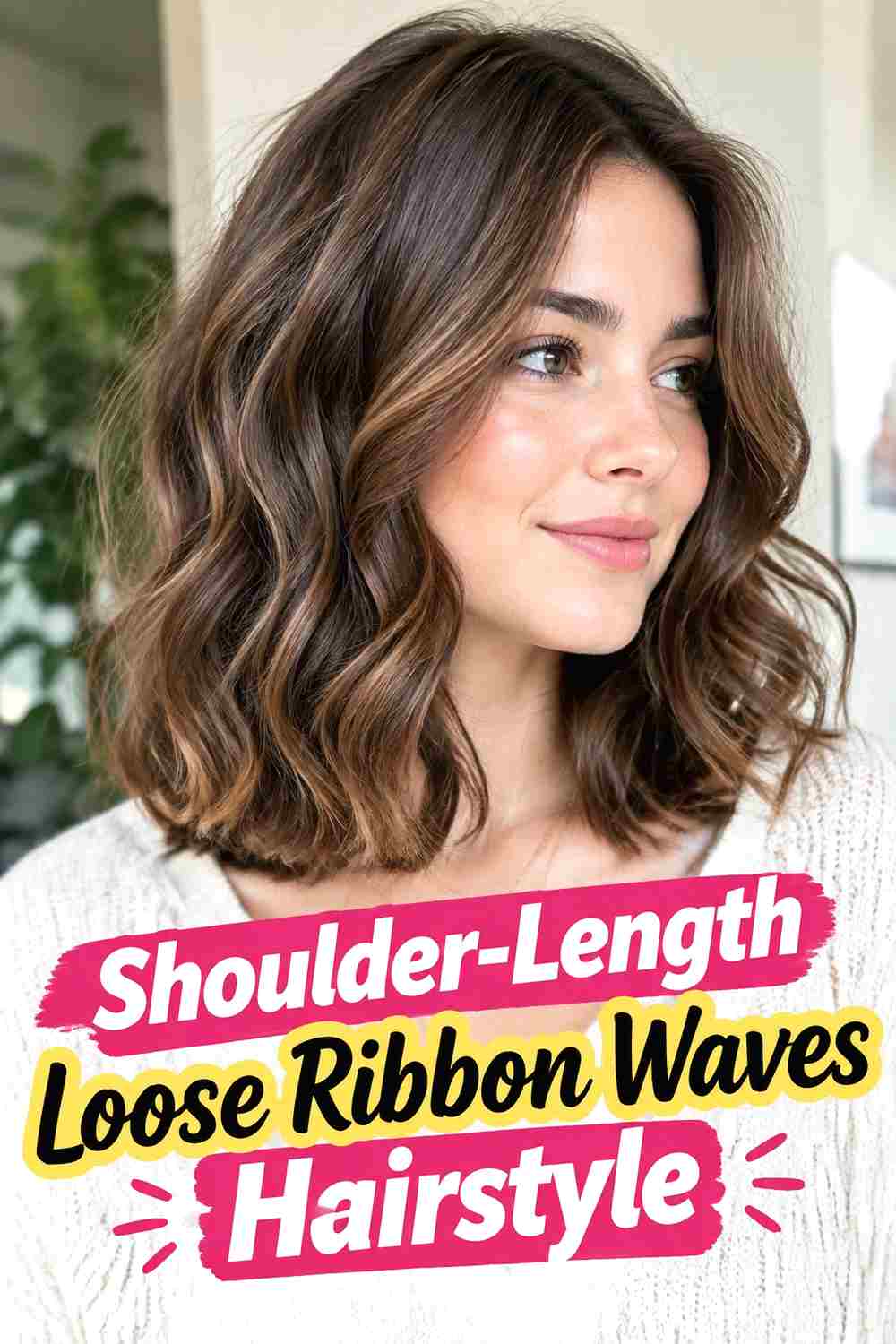 5. Shoulder Length Loose Ribbon Waves Hairstyle