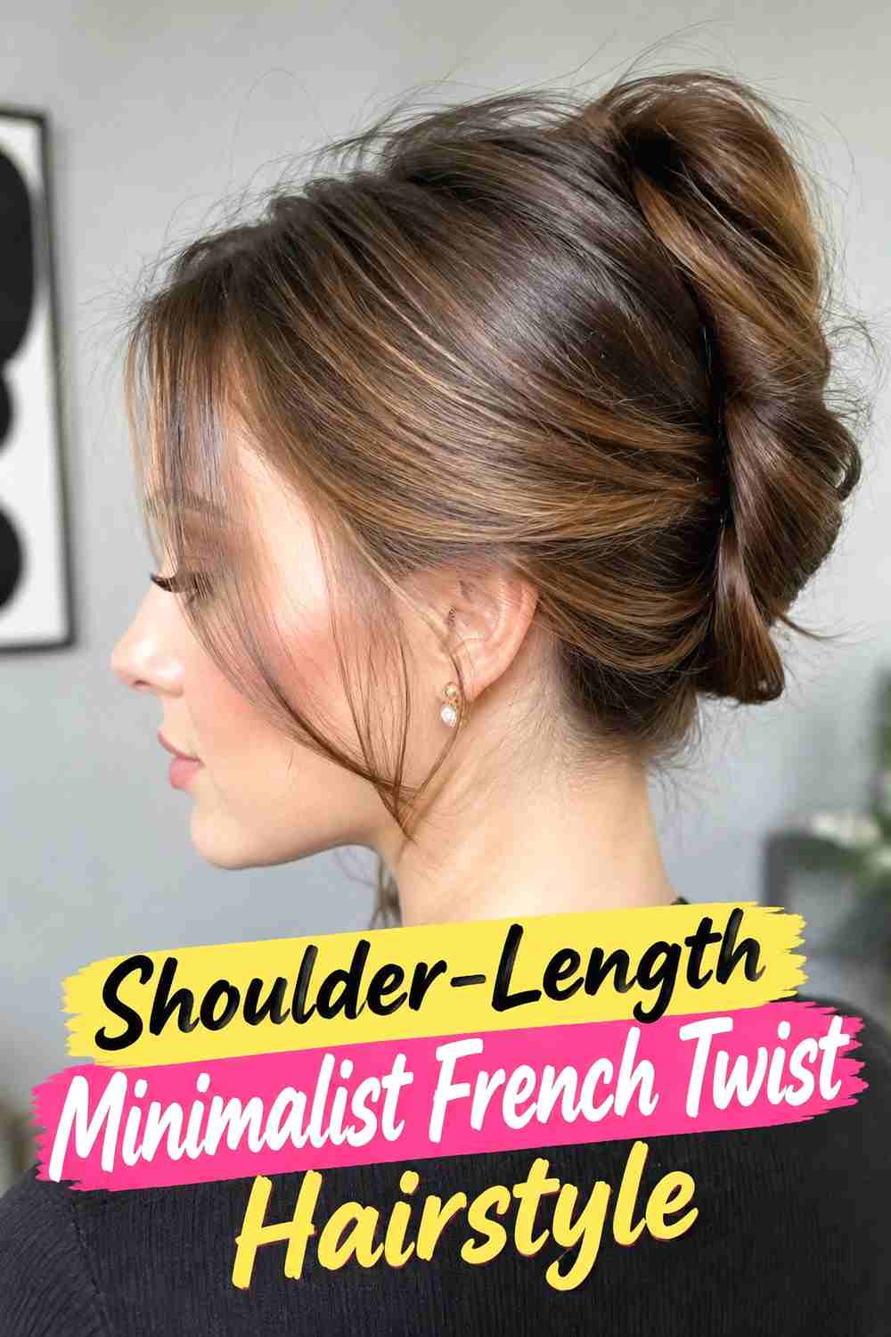 17. Shoulder Length Minimalist French Twist Hairstyle